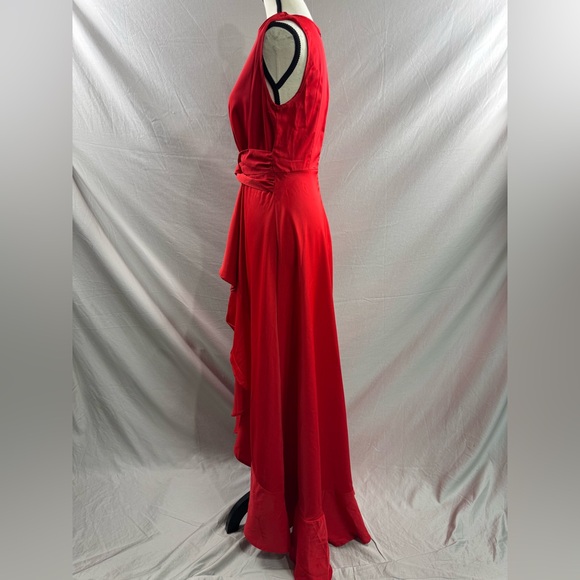LAST ONE 🔥 A- Line High Low Ruffle Hem Dress Red* - Picture 7 of 8